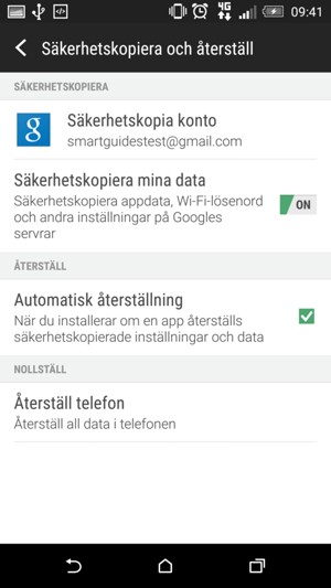 Aktivera Säkerhetskopiera mina data