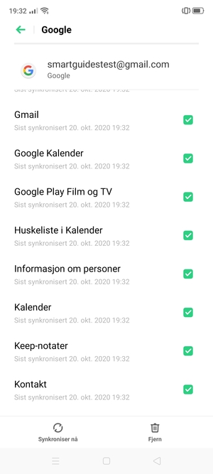 Velg Synkroniser nå