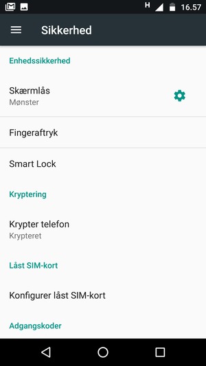 Din telefon er nu sikret med en skærmlås