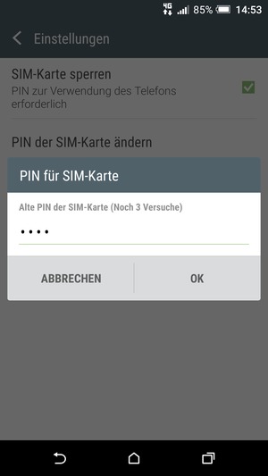 Geben Sie Ihre Alte PIN der SIM-Karte ein und wählen Sie OK