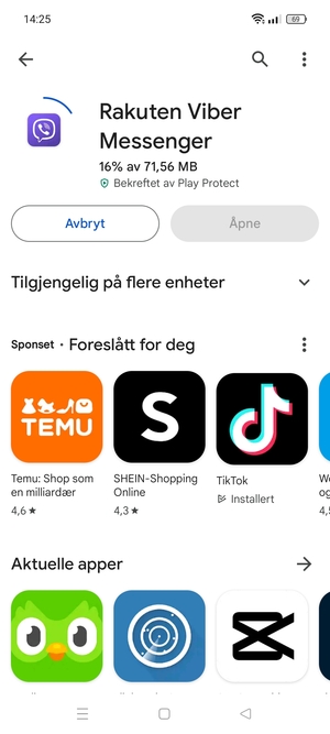 Vent til installasjonen er ferdig