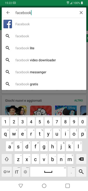 Inserisci il nome dell'app e seleziona Cerca