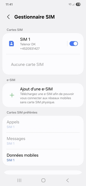 Sélectionnez Ajout d'une e-SIM