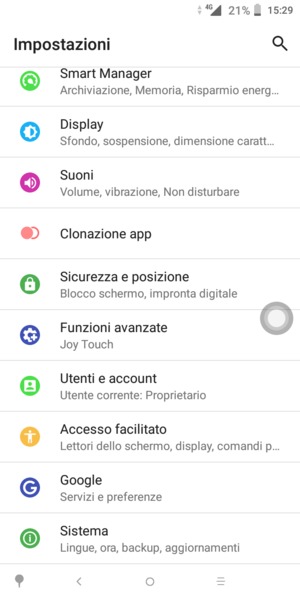 Seleziona Sicurezza e posizione