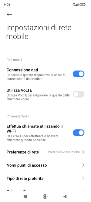 Seleziona Nomi punti di accesso