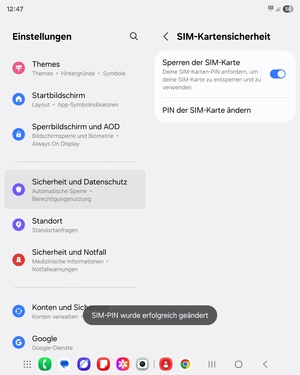 Ihre SIM-PIN wurde geändert