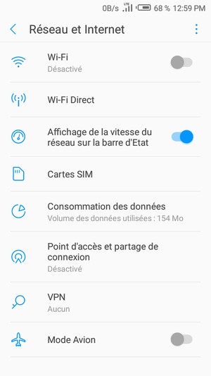 Sélectionnez Cartes SIM