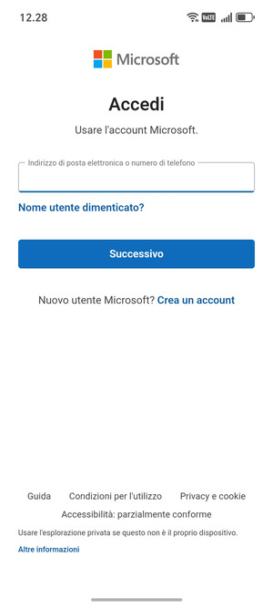 Inserisci il tuo indirizzo Hotmail e seleziona Successivo