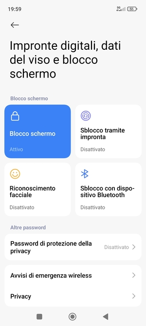 Il tuo telefono è ora protetto dal blocco schermo