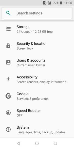 Scroll to and select Security & location