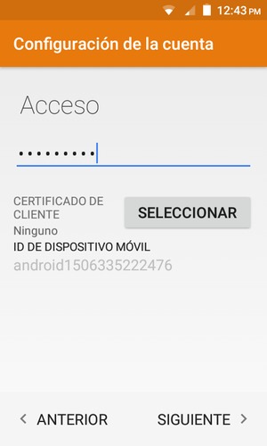 Introduzca su contraseña y seleccione SIGUIENTE