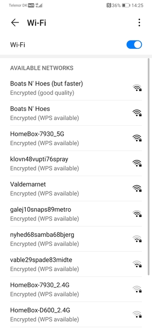 Select the wireless network you want to connect to