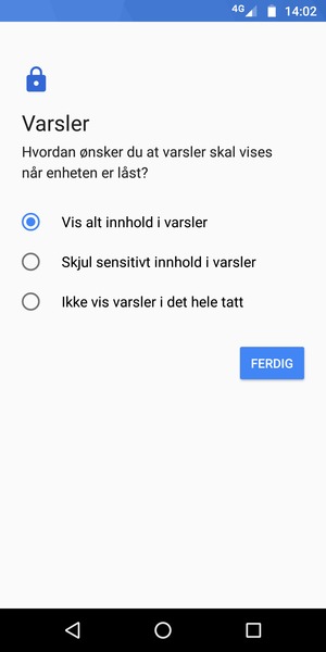 Velg ønsket alternativ og velg FERDIG