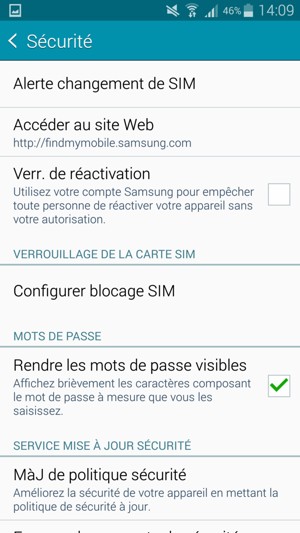 Faites défiler et sélectionnez Configurer blocage SIM