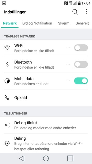 Vælg Netværk og Wi-Fi