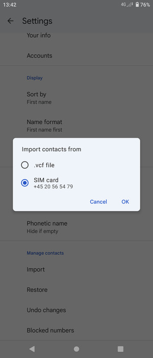 Select SIM card and OK