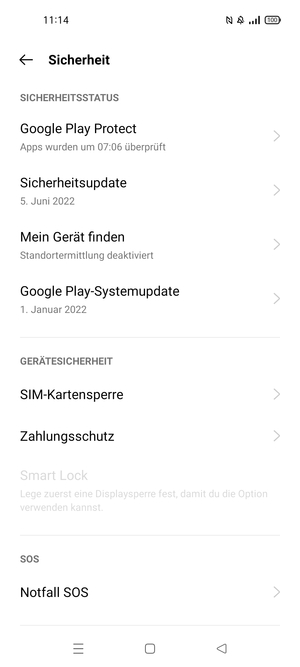 Scrollen Sie und wählen Sie  SIM-Kartensperre