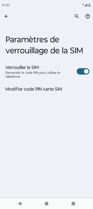 Sélectionnez Modifier code PIN carte SIM