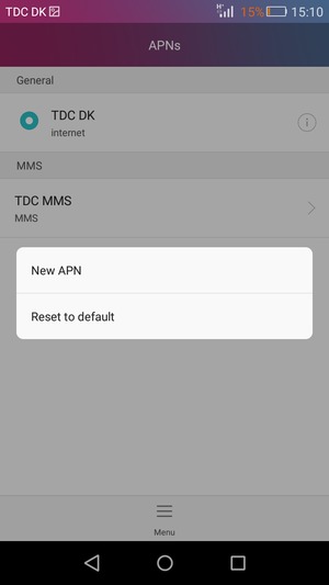 Select Menu and Reset to default