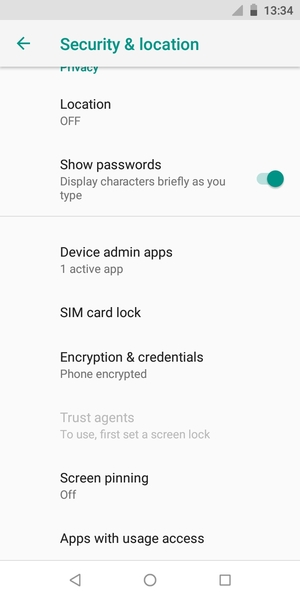 To change the PIN for the SIM card, return to the Security & location menu and scroll to and select SIM card lock