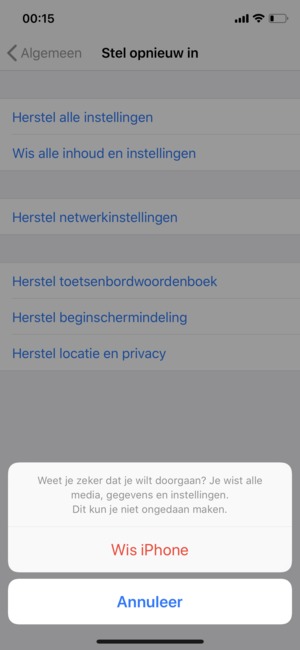 Selecteer Wis iPhone