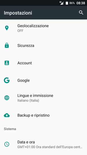 Scorri e seleziona Sicurezza