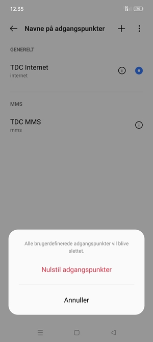 Vælg Nulstil adgangspunkter