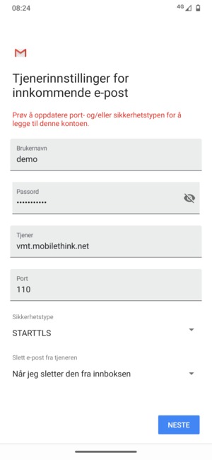 Velg Sikkerhetstype