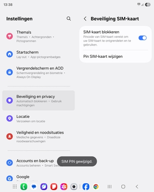 Uw SIM PIN is gewijzigd