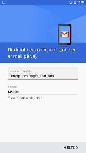 Giv din konto et navn og indtast dit navn. Vælg NÆSTE