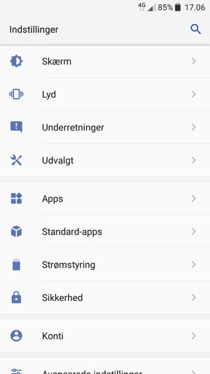 Scroll til og vælg Sikkerhed