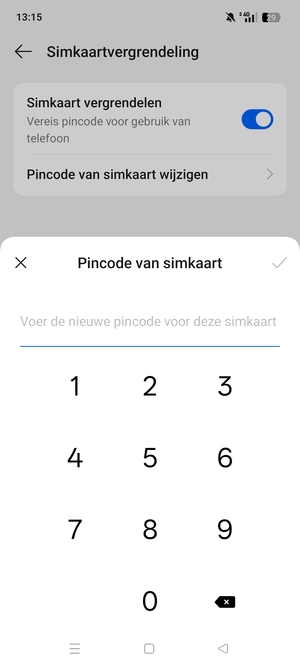 Voer uw Nieuwe pincode voor de simkaart in en selecteer OK