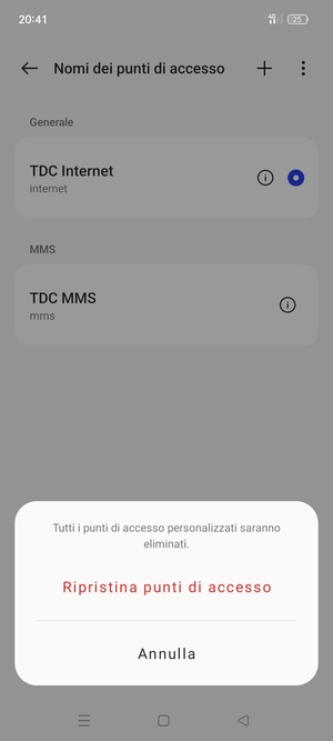 Seleziona Ripristina punti di accesso