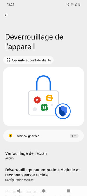 Sélectionnez Verrouillage de l'ecran