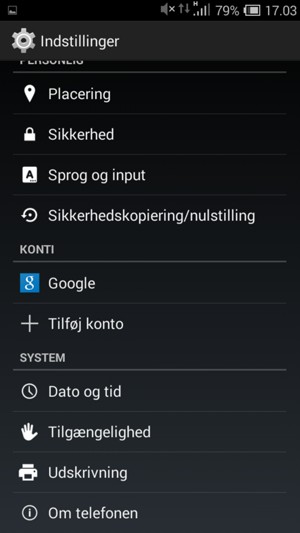 Scroll til og vælg Om telefonen