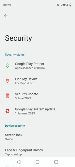 Select Screen lock