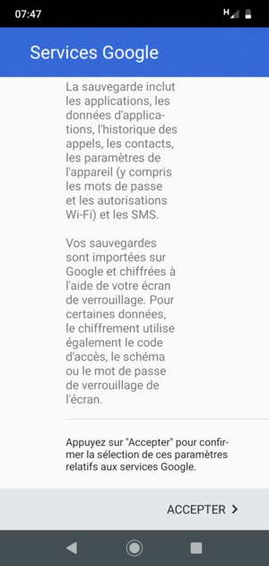 Sélectionnez ACCEPTER