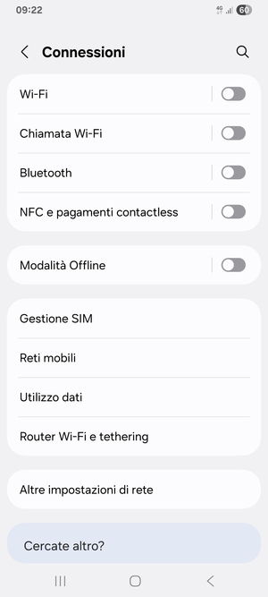 Seleziona Reti mobili
