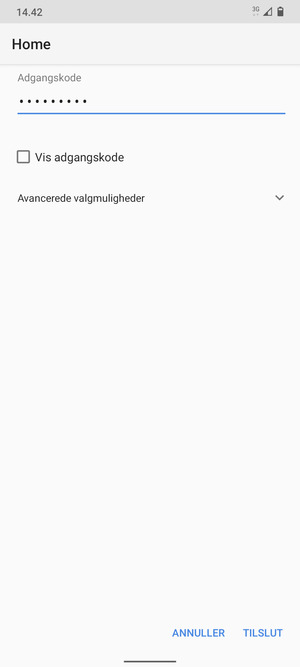 Indtast Wi-Fi adgangskoden og vælg TILSLUT