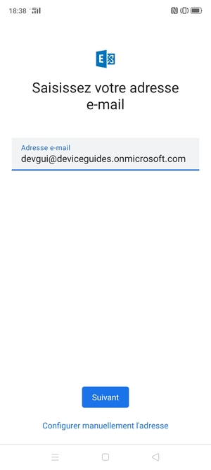 Saisissez votre adresse e-mail et sélectionnez Configurer manuellement l'adresse