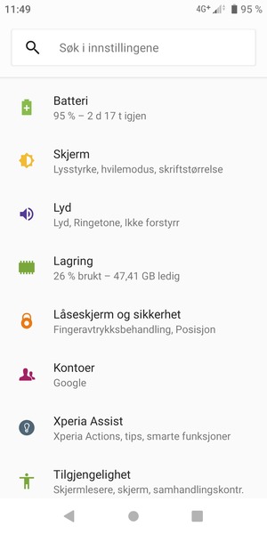 Bla til og velg Låseskjem og sikkerhet