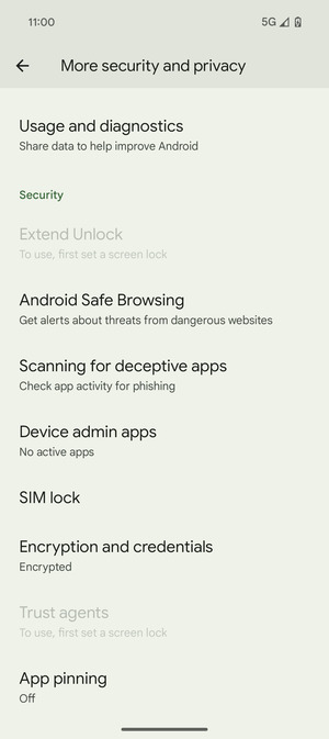 Scroll to and select SIM lock
