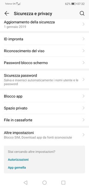 Seleziona Altre impostazioni