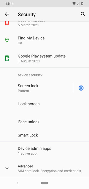 To change the PIN for the SIM card, scroll to and select Advanced
