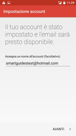 Scegli un nome per il tuo account e inserisci il tuo nome. Seleziona AVANTI
