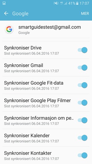 Forsikre deg om at Synkroniser Kontakter er valgt