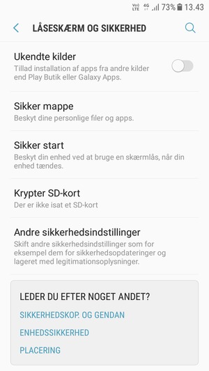 Scroll til og vælg Andre sikkerhedsindstillinger