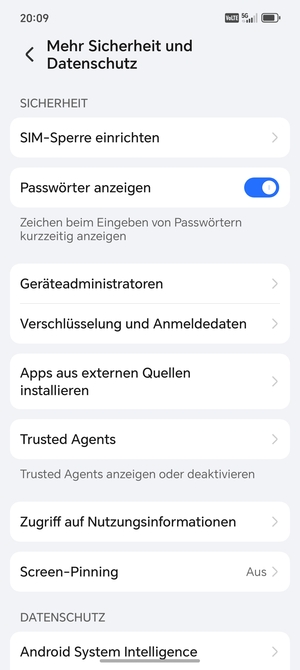 Wählen Sie SIM-Sperre einrichten