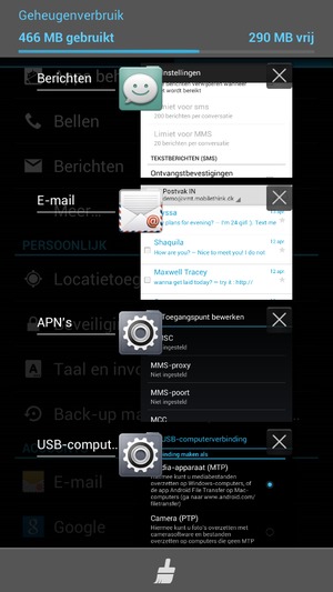 Selecteer het Verwijderen-pictogram om alle actieve apps te sluiten