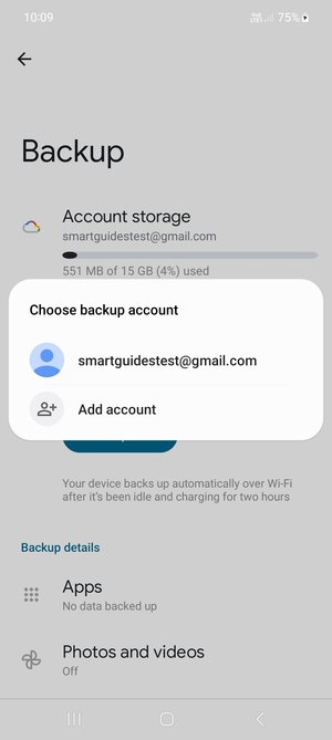 Select your backup account